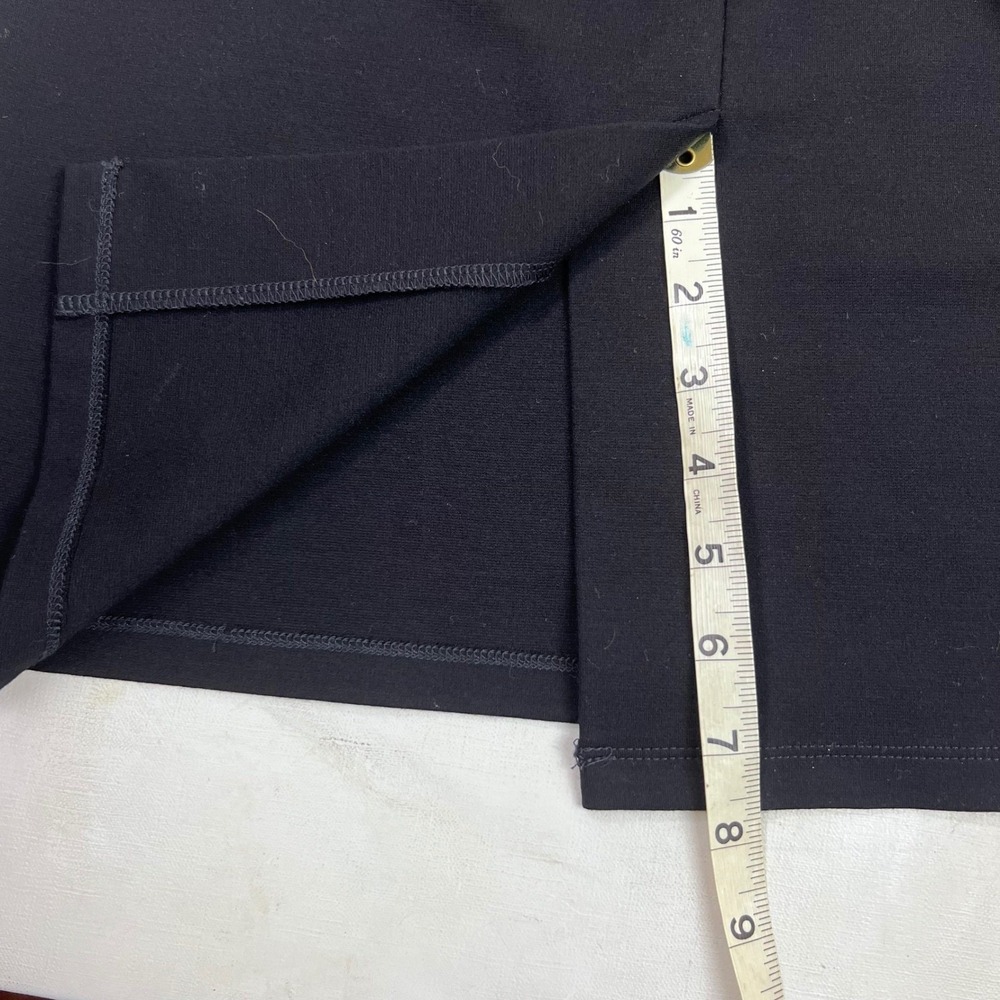 Eileen Fisher Black Pencil Skirt Faux‎ Leather Trim Career Medium M - Picture 10 of 11